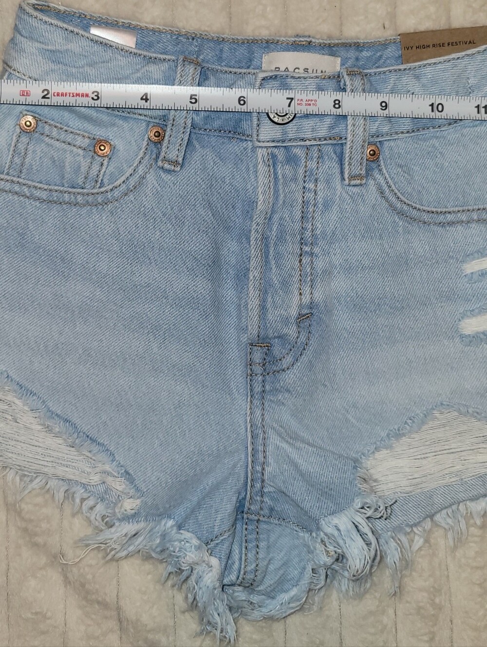 PacSun Ivy High Rise Festival Shorts Womens 22 Light Wash Distressed Raw Hem NWT - Picture 4 of 5